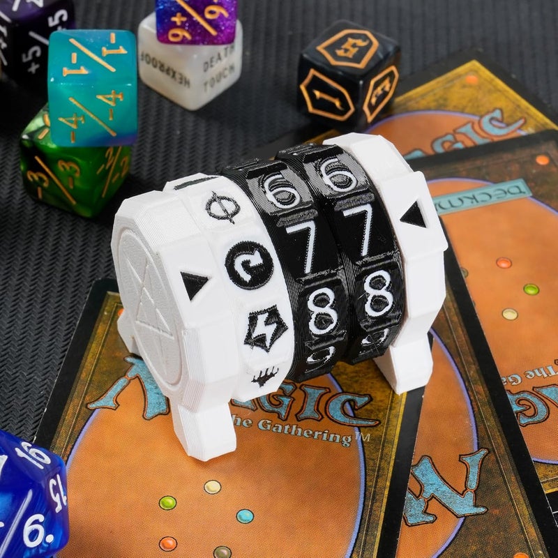 Ravonixis MTG Life Counter Wheel Health Tracker Gradient Game Counter for Board Game Compatible Table top Games with Magic Card Game Accessories CCG Creature Stats (White with Black) - Image 5